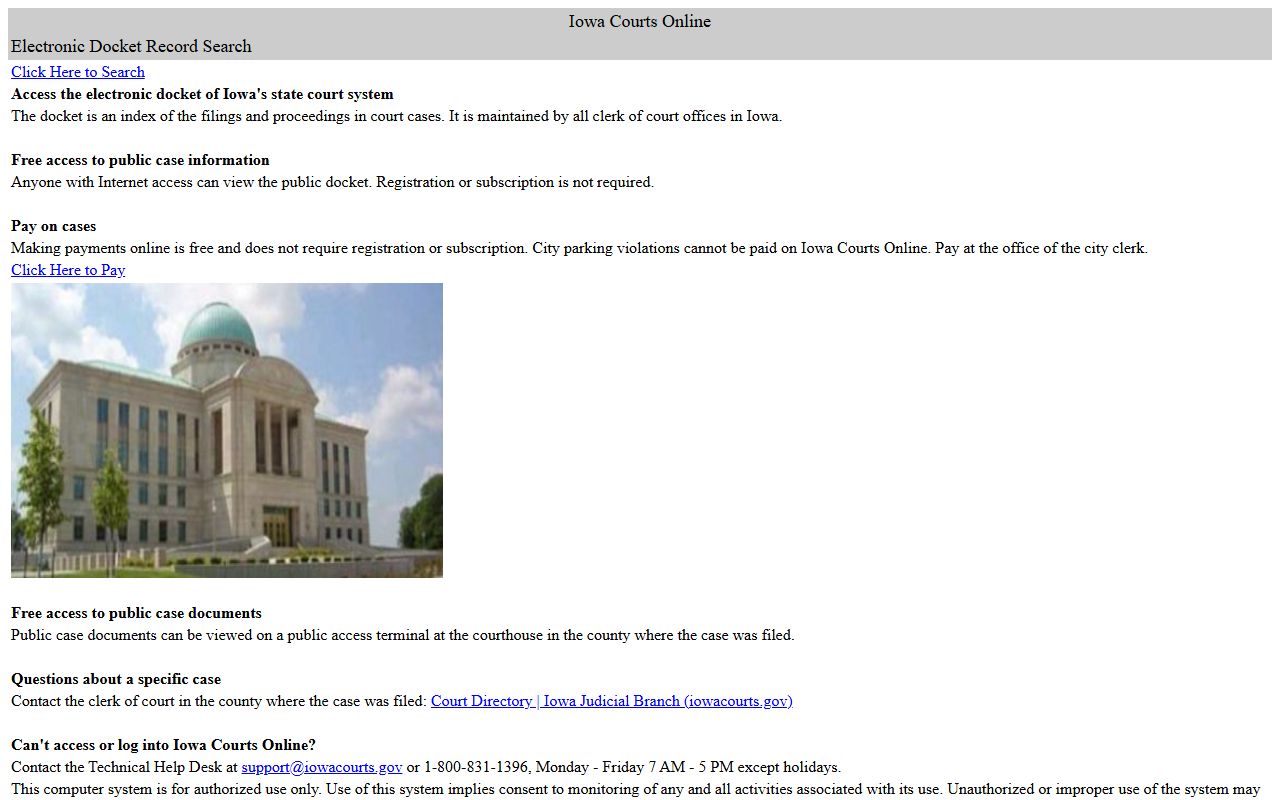 Iowa Courts Online portal for Sioux County court records after arrest